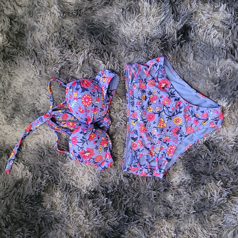 California Waves Two Piece Floral Swimsuit